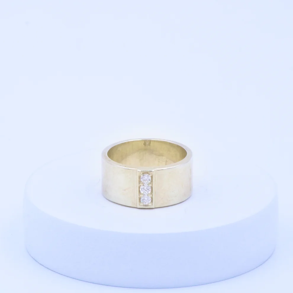 Minimal Stone Band Silver Ring