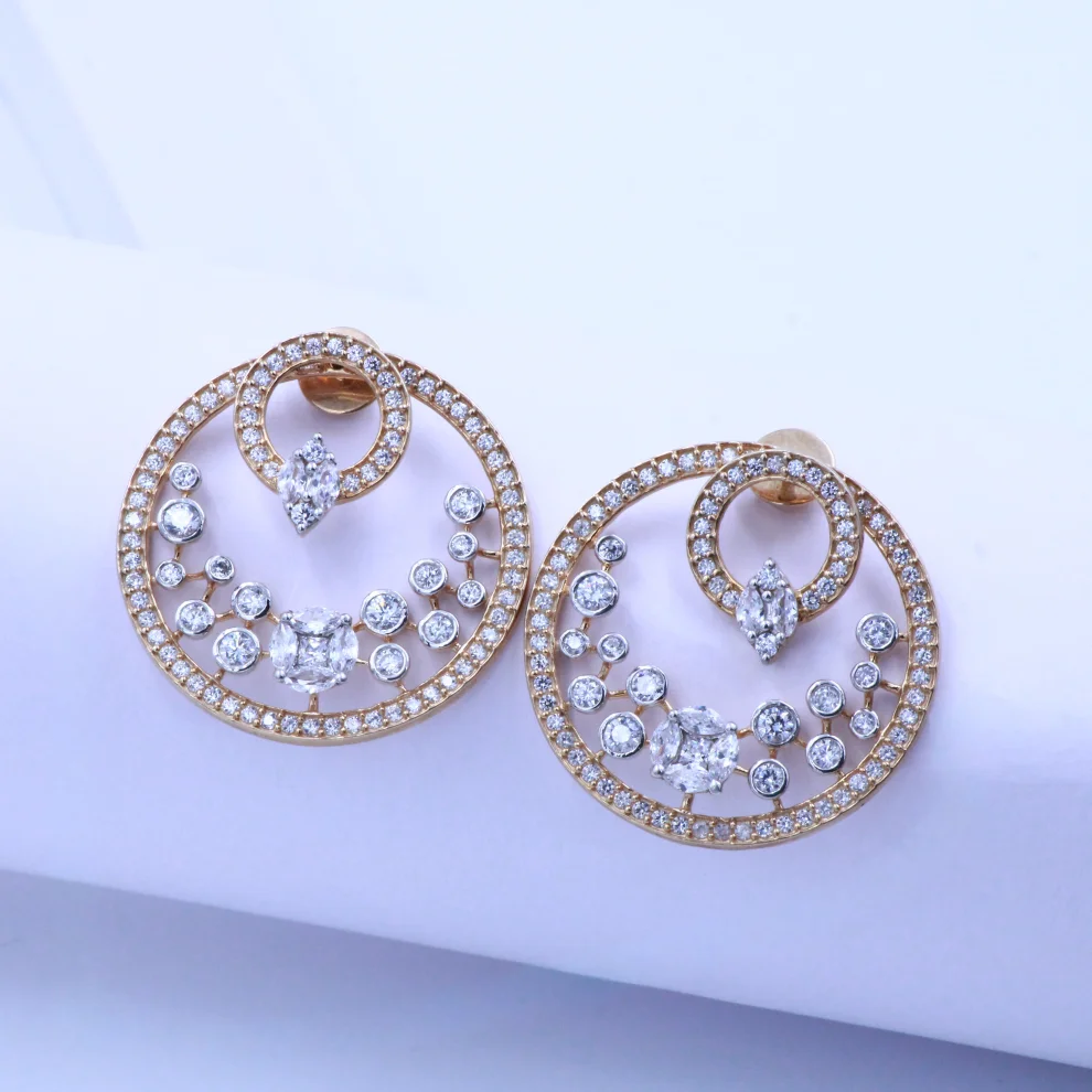 Circular CZ Statement Stud Earrings