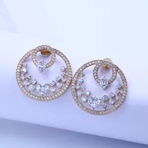 Circular CZ Statement Stud Earrings