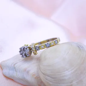 Vintage Floral CZ Gold Tone Ring