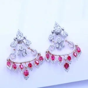 Ruby Crescent Chandelier Earrings