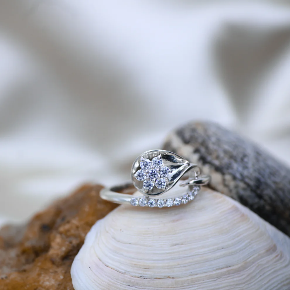 Bloom Drop CZ Silver Ring