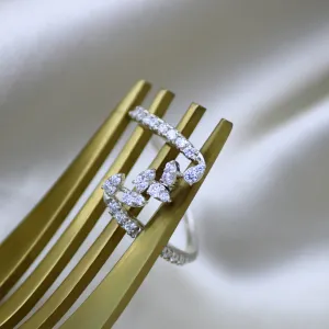 Leaf Vine CZ Adjustable Ring