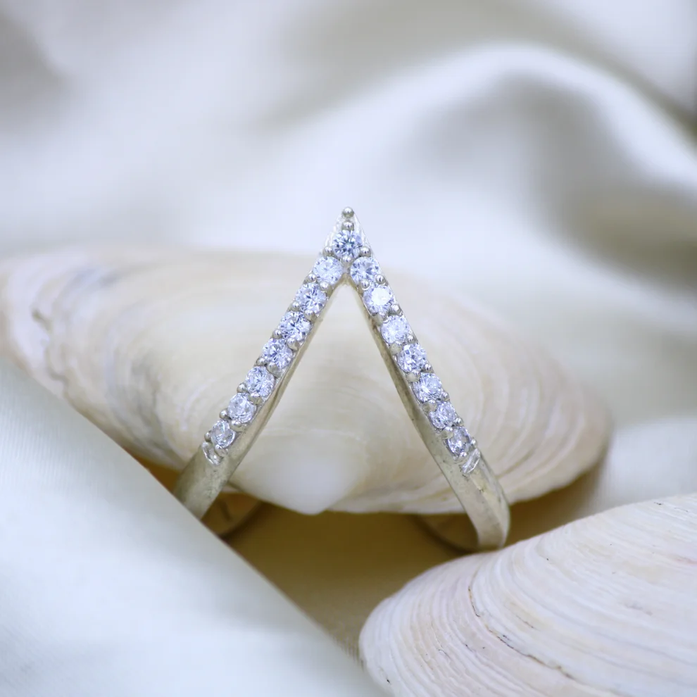 Chevron Pave CZ Ring