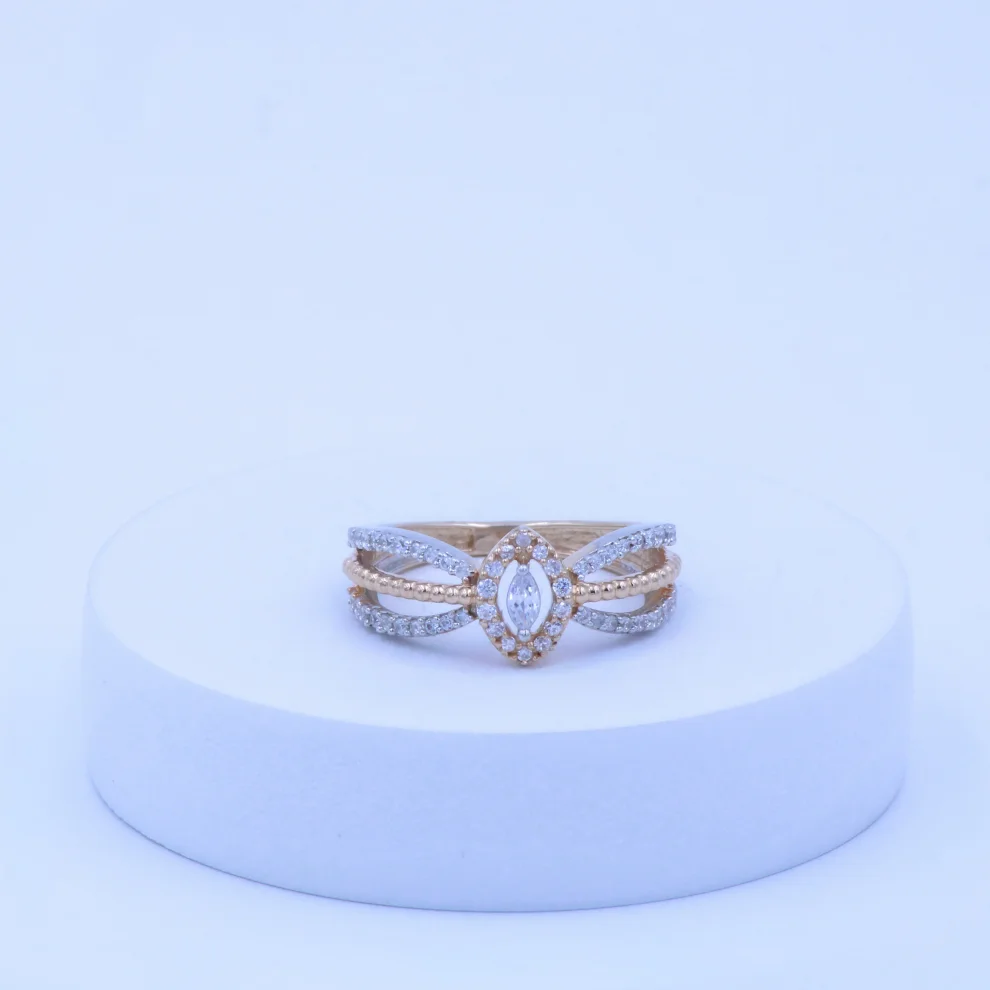 Split Band Marquise Halo Ring