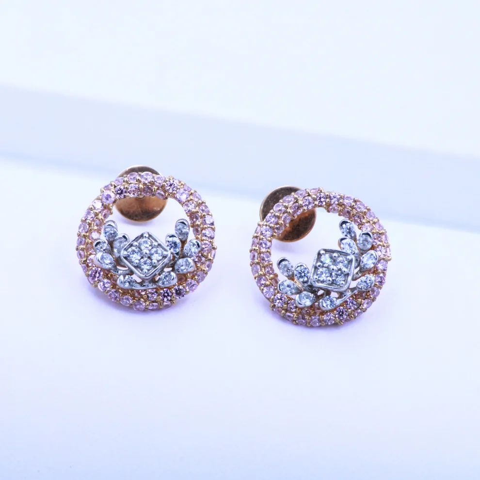 Dual Tone Loop Stud Earrings