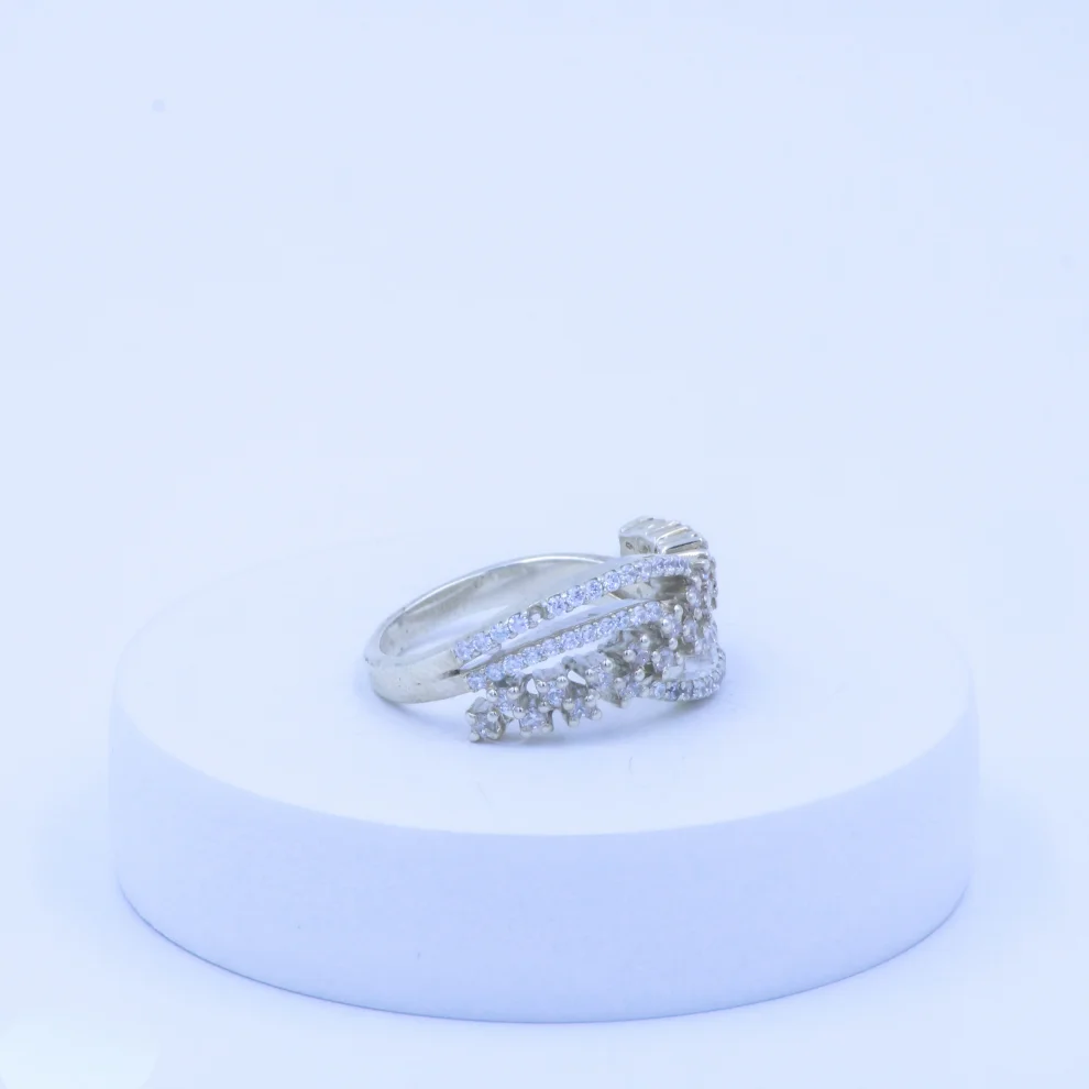 Twisted Band CZ Silver Ring