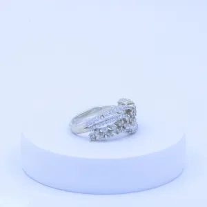 Twisted Band CZ Silver Ring