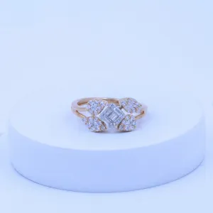 Floral Emerald Cut Ring