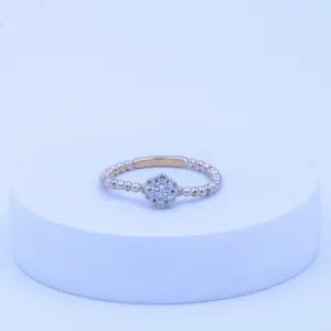 Minimal Beaded Diamond Ring
