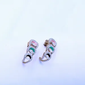 Pastel Enamel CZ Stud Earrings