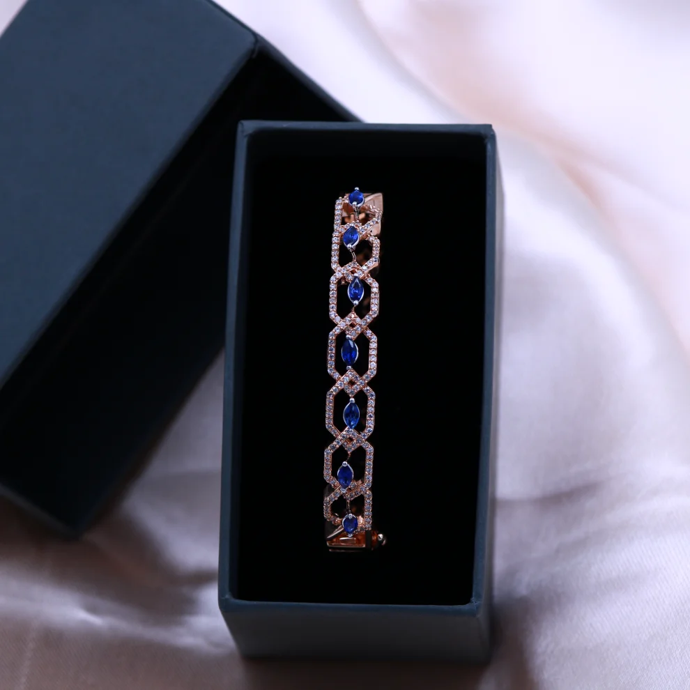 Geometric Link CZ Silver Bracelet