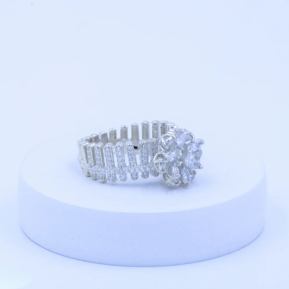 Contemporary Grid Silver Ring