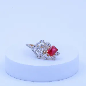 Ruby Accent Designer Silver Ring