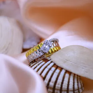 Aurora Baguette Silver Ring