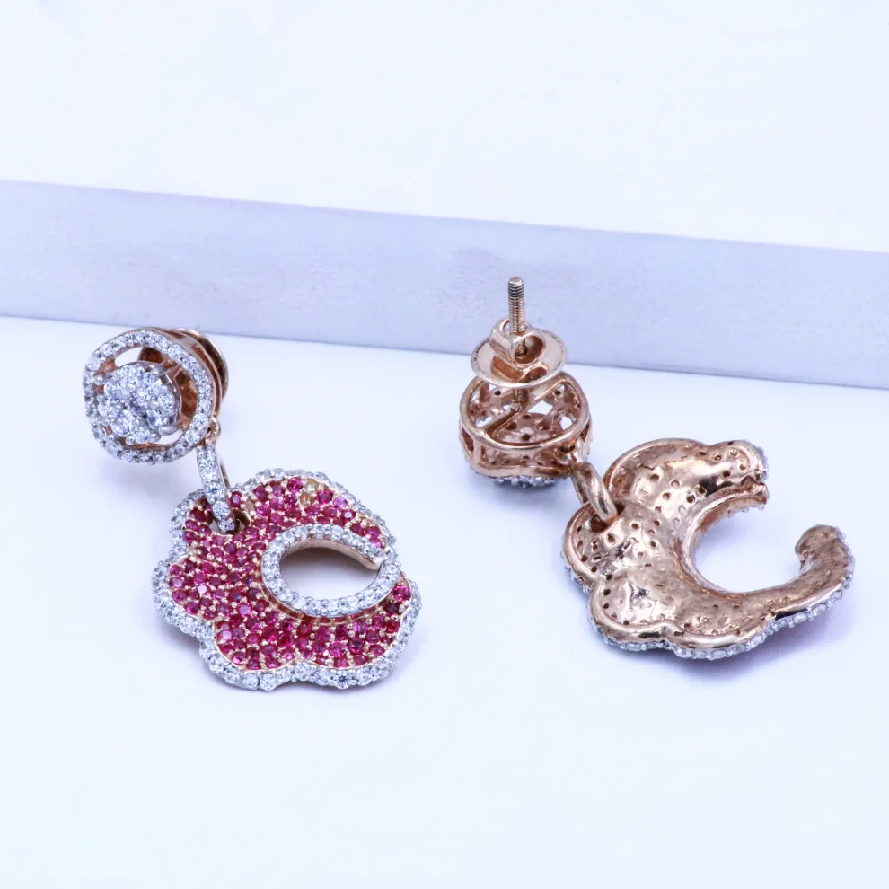 Floral Ruby Drop Earrings