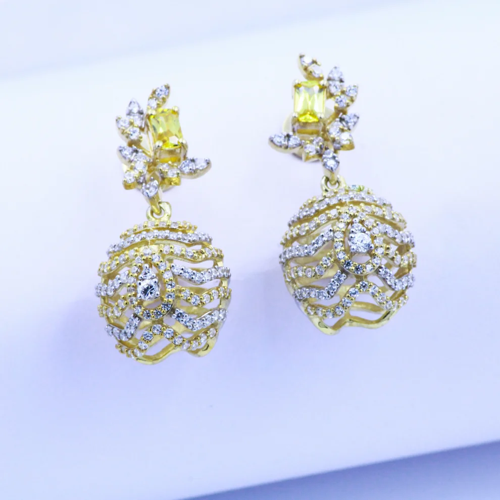 Floral Sphere Drop Earrings