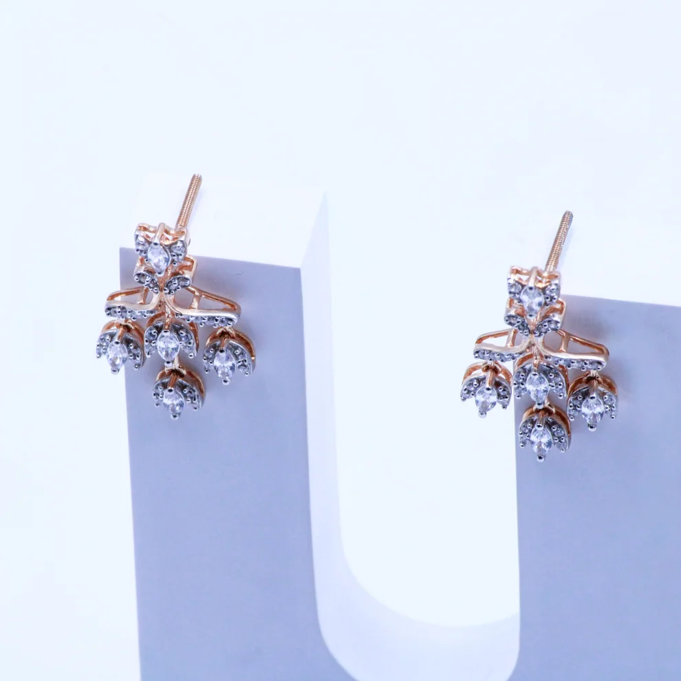 Blossom Vine Drop Stud Earrings