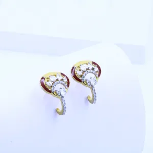 Peacock Motif CZ Stud Earrings