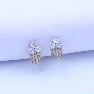 Multi Band CZ Stud Earrings