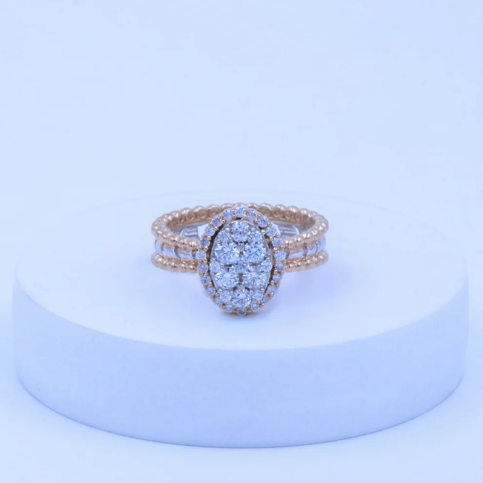 Oval Halo Beaded Ring