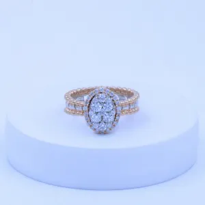 Oval Halo Beaded Ring